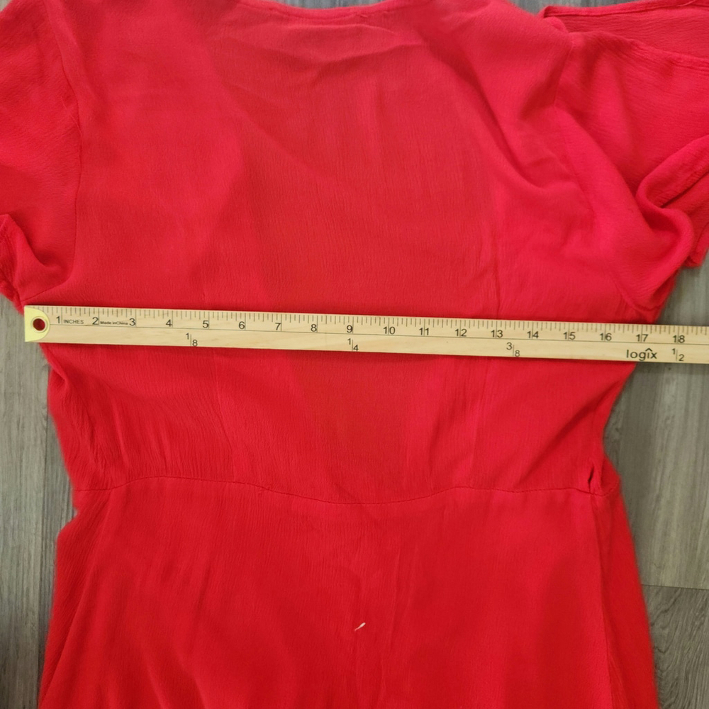Lulus Red Wrap Maxi Dress Short Sleeve V Neck Medium - Picture 8 of 8